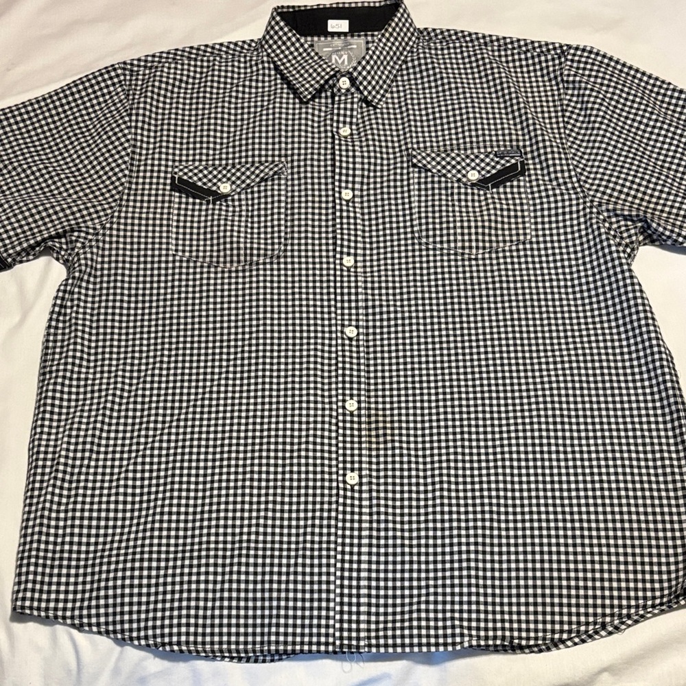 Most Official Seven MO7 ~ Men’s 3XL Short Sleeve Button Pockets Black/White